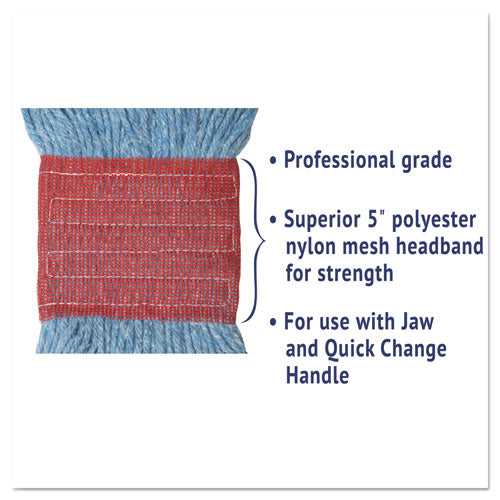 Super Loop Wet Mop Head, Cotton/synthetic Fiber, 5" Headband, Large Size, Blue, 12/carton.