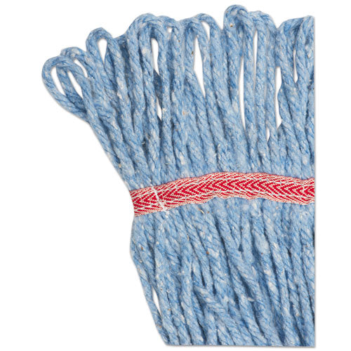 Super Loop Wet Mop Head, Cotton/synthetic Fiber, 5" Headband, Large Size, Blue, 12/carton.