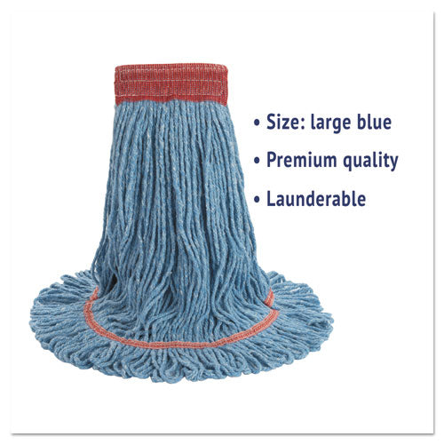Super Loop Wet Mop Head, Cotton/synthetic Fiber, 5" Headband, Large Size, Blue, 12/carton.