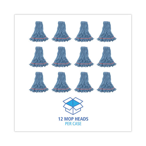 Super Loop Wet Mop Head, Cotton/synthetic Fiber, 1" Headband, Large Size, Blue, 12/carton.