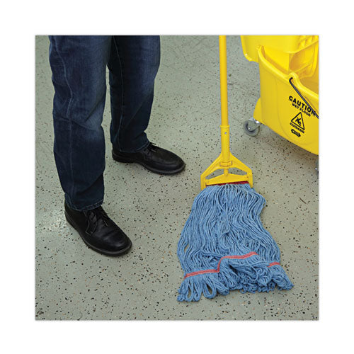 Super Loop Wet Mop Head, Cotton/synthetic Fiber, 1" Headband, Large Size, Blue, 12/carton.