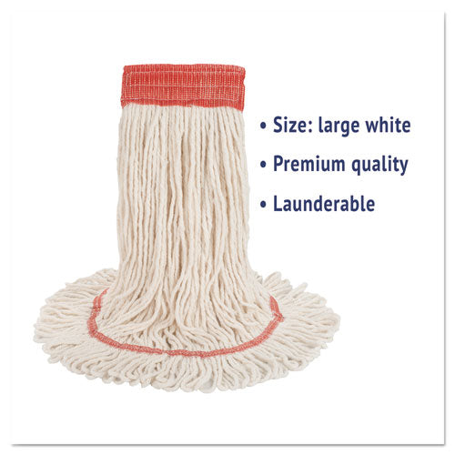 Super Loop Wet Mop Head, Cotton/synthetic Fiber, 5" Headband, Large Size, White.
