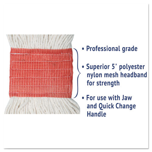 Super Loop Wet Mop Head, Cotton/synthetic Fiber, 5" Headband, Large Size, White.