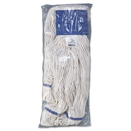 Super Loop Wet Mop Head, Cotton/synthetic Fiber, 5" Headband, X-large Size, White, 12/carton.