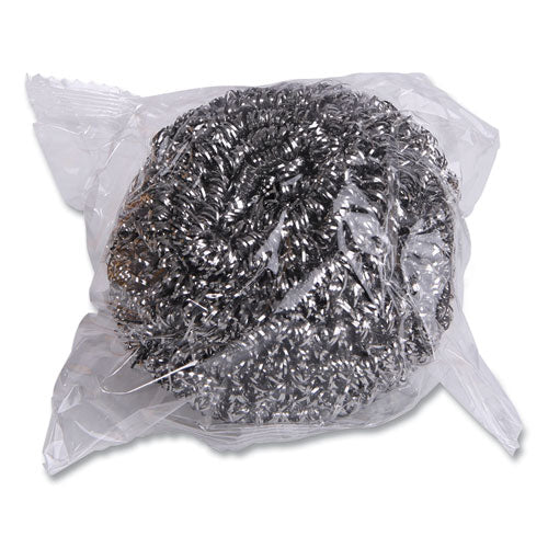 Stainless Steel Scrubber, Large Size, 2.5 X 2.75, Steel Gray, 12/carton.