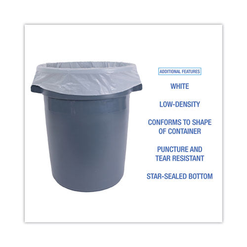 Low-density Waste Can Liners,55 Gal, 0.5 Mil, 38" X 58", White, Perforated Roll, 10 Bags/roll, 10 Rolls/carton