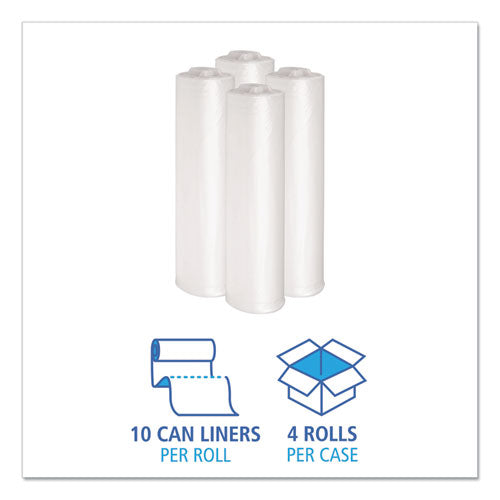 Recycled Low-density Polyethylene Can Liners, 33 Gal,1.1 Mil, 33" X 39", Clear, Perforated, 10 Bags/roll, 10 Rolls/carton