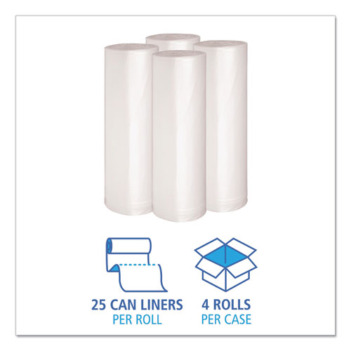 Recycled Low-density Polyethylene Can Liners, 45 Gal, 1.4 Mil, 40" X 46", Clear, Perforated, 10 Bags/roll, 10 Rolls/carton.