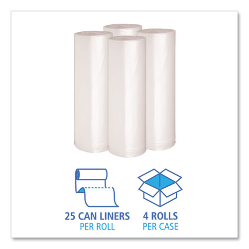 Recycled Low-density Polyethylene Can Liners, 60 Gal, 1.4 Mil, 38" X 58", Clear, Perforated, 10 Bags/roll, 10 Rolls/carton.