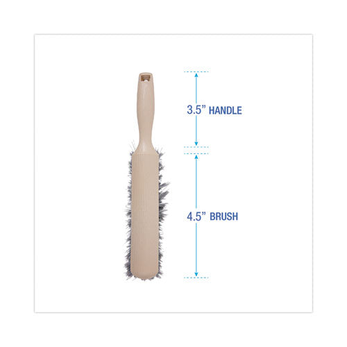 Counter Brush, Gray Flagged Polypropylene Bristles, 4.5" Brush, 3.5" Tan Plastic Handle.