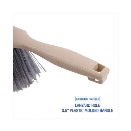 Counter Brush, Gray Flagged Polypropylene Bristles, 4.5" Brush, 3.5" Tan Plastic Handle.