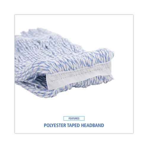 Mop Head, Floor Finish, Narrow, Rayon/polyester, Medium, White/blue, 12/carton.