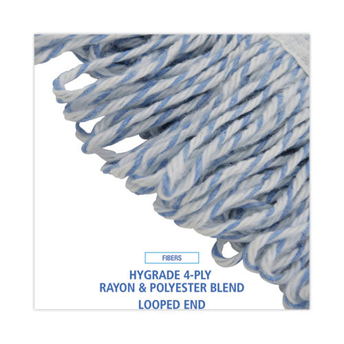 Mop Head, Floor Finish, Narrow, Rayon/polyester, Medium, White/blue, 12/carton.