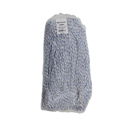 Mop Head, Floor Finish, Narrow, Rayon/polyester, Large, White/blue, 12/carton.