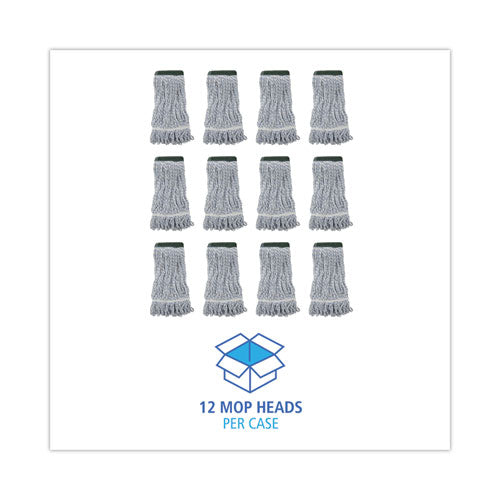 Mop Head, Floor Finish, Wide, Rayon/polyester, Medium, White/blue, 12/carton.