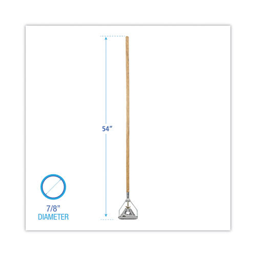 Quick Change Metal Head Wooden Mop Handle, Junior, 0.88" Dia X 54", Natural.