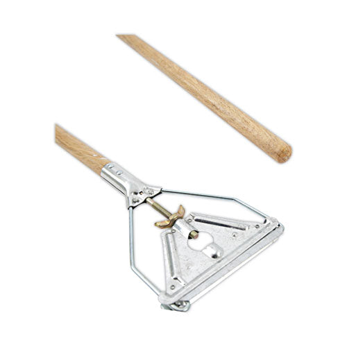 Quick Change Metal Head Wooden Mop Handle, Junior, 0.88" Dia X 54", Natural.