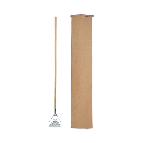 Screw Clamp Metal Head Wooden Mop Handle, #20+, 1.13" Dia X 62", Natural.