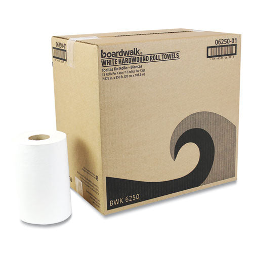 Hardwound Paper Towels, Nonperforated, 1-ply, 8" X 350 Ft, White, 12 Rolls/carton.