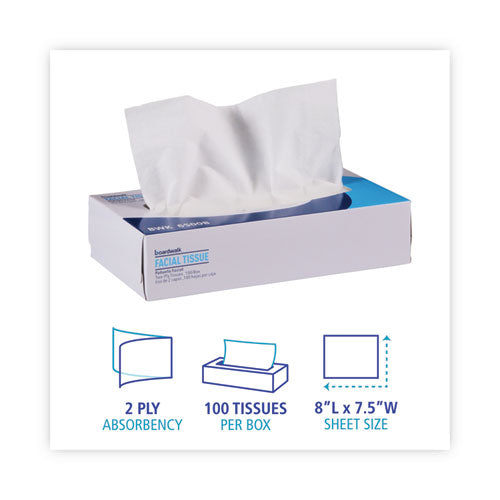 Office Packs Facial Tissue, 2-ply, White, Flat Box, 100 Sheets/box, 30 Boxes/carton.