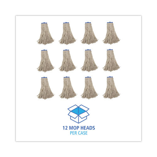 Mop Head, Economical Lie-flat Head, Cotton Fiber, 20 Oz, White, 12/carton.