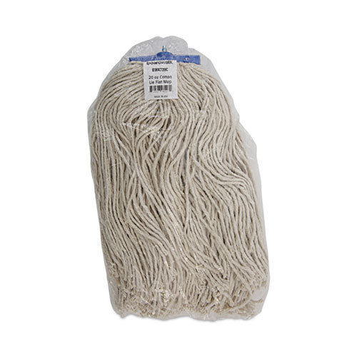 Mop Head, Economical Lie-flat Head, Cotton Fiber, 20 Oz, White, 12/carton.