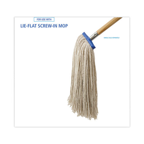 Mop Head, Economical Lie-flat Head, Cotton Fiber, 20 Oz, White, 12/carton.