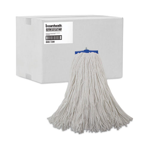 Mop Head, Economical Lie-flat Head, Rayon Fiber, 20oz, White, 12/carton.