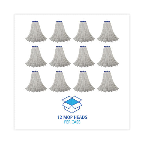 Mop Head, Economical Lie-flat Head, Rayon Fiber, 20oz, White, 12/carton.