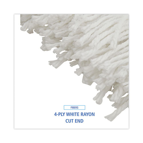 Mop Head, Economical Lie-flat Head, Rayon Fiber, 20oz, White, 12/carton.