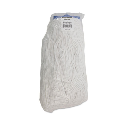 Mop Head, Economical Lie-flat Head, Rayon Fiber, 20oz, White, 12/carton.