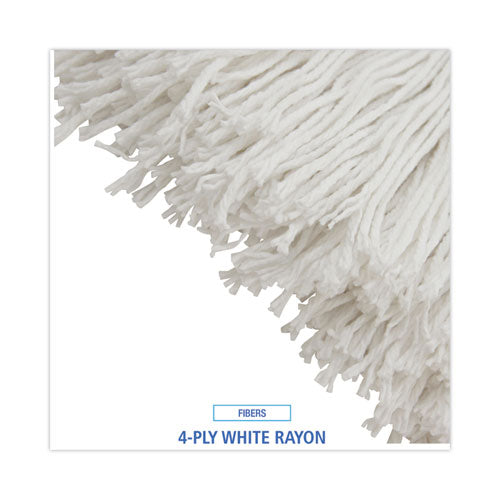 Mop Head, Economical Lie-flat Head, Rayon Fiber, 32-oz., White, 12/carton.