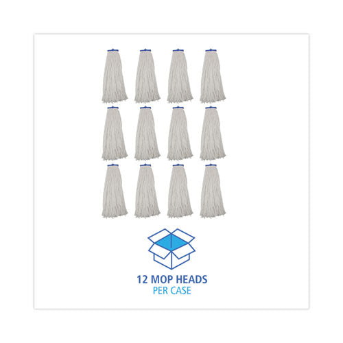 Mop Head, Economical Lie-flat Head, Rayon Fiber, 32-oz., White, 12/carton.