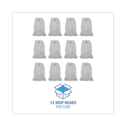 Mop Head, Looped, Enviro Clean With Tailband, Medium, White, 12/carton.