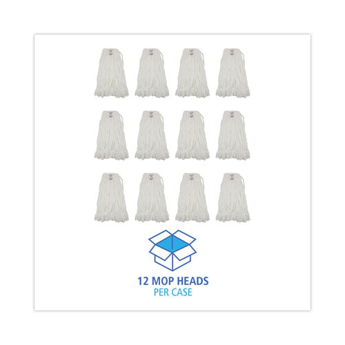 Mop Head, Looped, Enviro Clean With Tailband, Large, White, 12/carton.