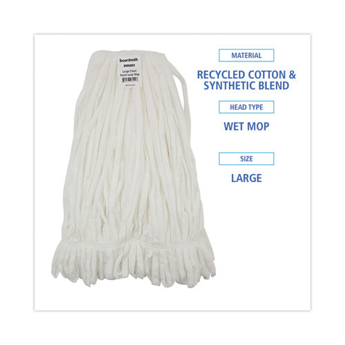 Mop Head, Looped, Enviro Clean With Tailband, Large, White, 12/carton.