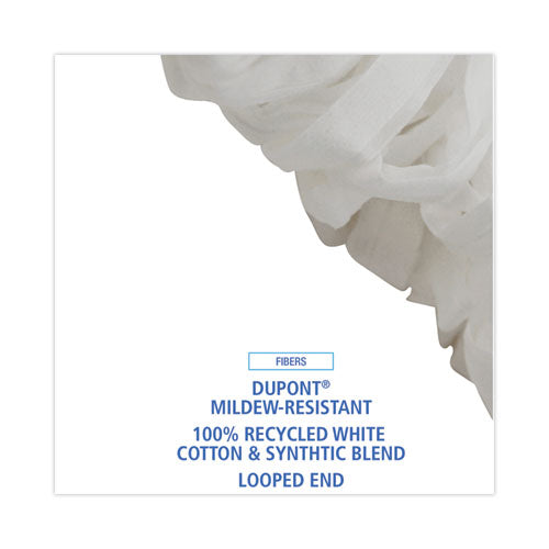 Mop Head, Looped, Enviro Clean With Tailband, Large, White, 12/carton.