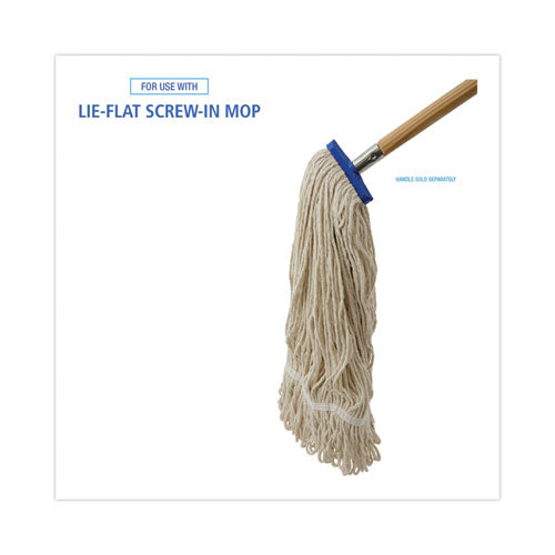 Mop Head, Lie-flat Head, Cotton Fiber, 24 Oz, White, 12/carton.