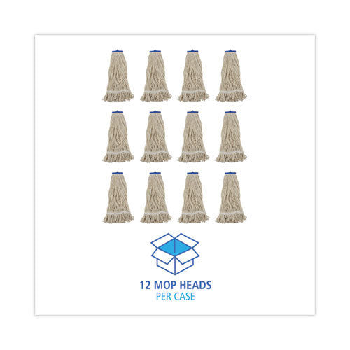 Mop Head, Lie-flat Head, Cotton Fiber, 24 Oz, White, 12/carton.