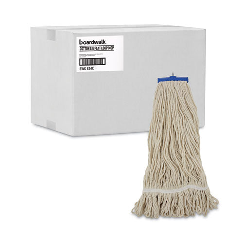 Mop Head, Lie-flat Head, Cotton Fiber, 24 Oz, White, 12/carton.