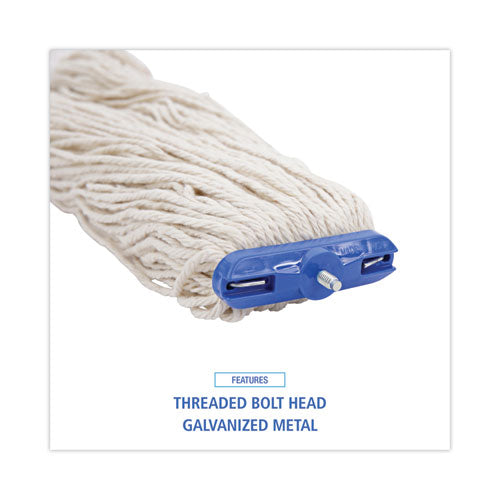 Mop Head, Lie-flat Head, Cotton Fiber, 24 Oz, White, 12/carton.