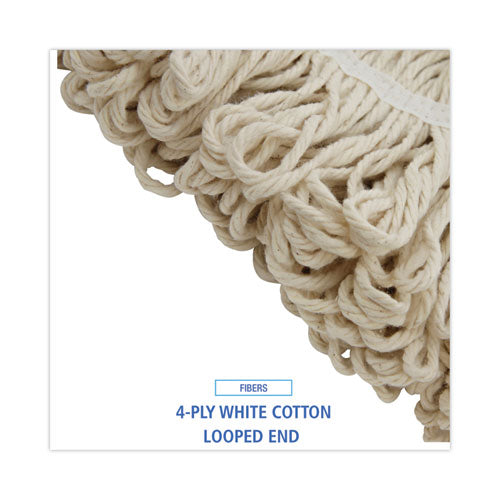 Mop Head, Lie-flat Head, Cotton Fiber, 24 Oz, White, 12/carton.
