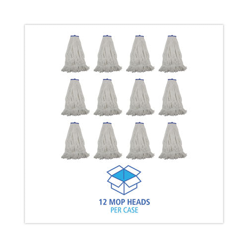 Mop Head, Lie-flat Head, Rayon Fiber, 24oz, White, 12/carton.