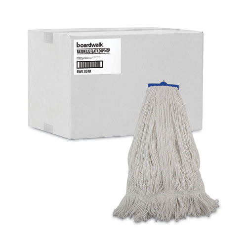 Mop Head, Lie-flat Head, Rayon Fiber, 24oz, White, 12/carton.