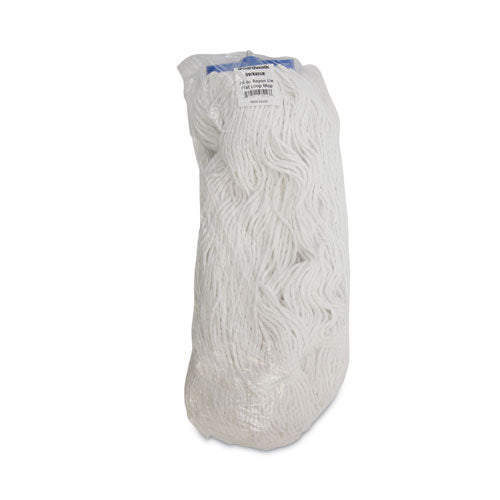 Mop Head, Lie-flat Head, Rayon Fiber, 24oz, White, 12/carton.