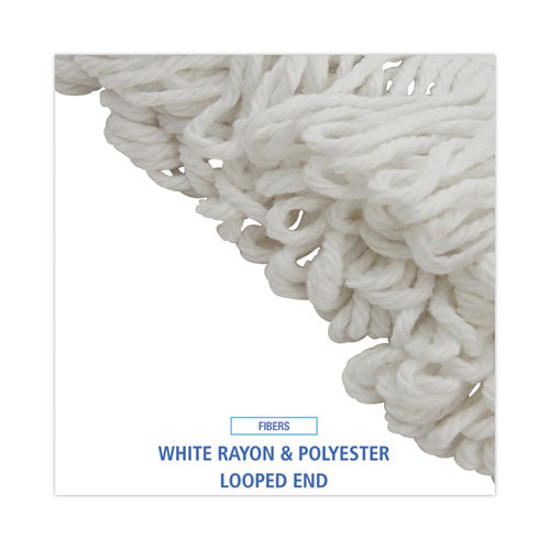 Mop Head, Lie-flat Head, Rayon Fiber, 24oz, White, 12/carton.