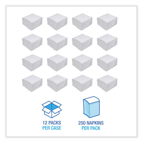 Dinner Napkin, 1-ply, 17 X 17, White, 250/pack, 12 Packs/carton.