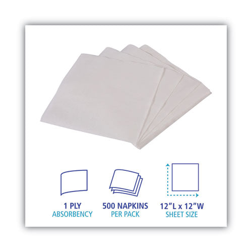 1/4-fold Lunch Napkins, 1-ply, 11.8" X 11.2", White, 6,000/carton.