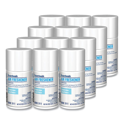 Metered Air Freshener Refill, Fresh Linen Scent Refill, 7 Oz Aerosol Can, 12/carton.