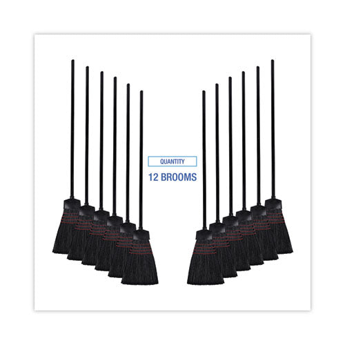 Maid Broom, Plastic Bristles, 54" Overall Length, Dozen.